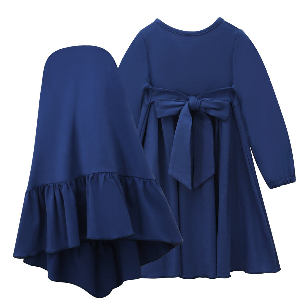 Girls Navy Dress & Hijab Set(MKG024)