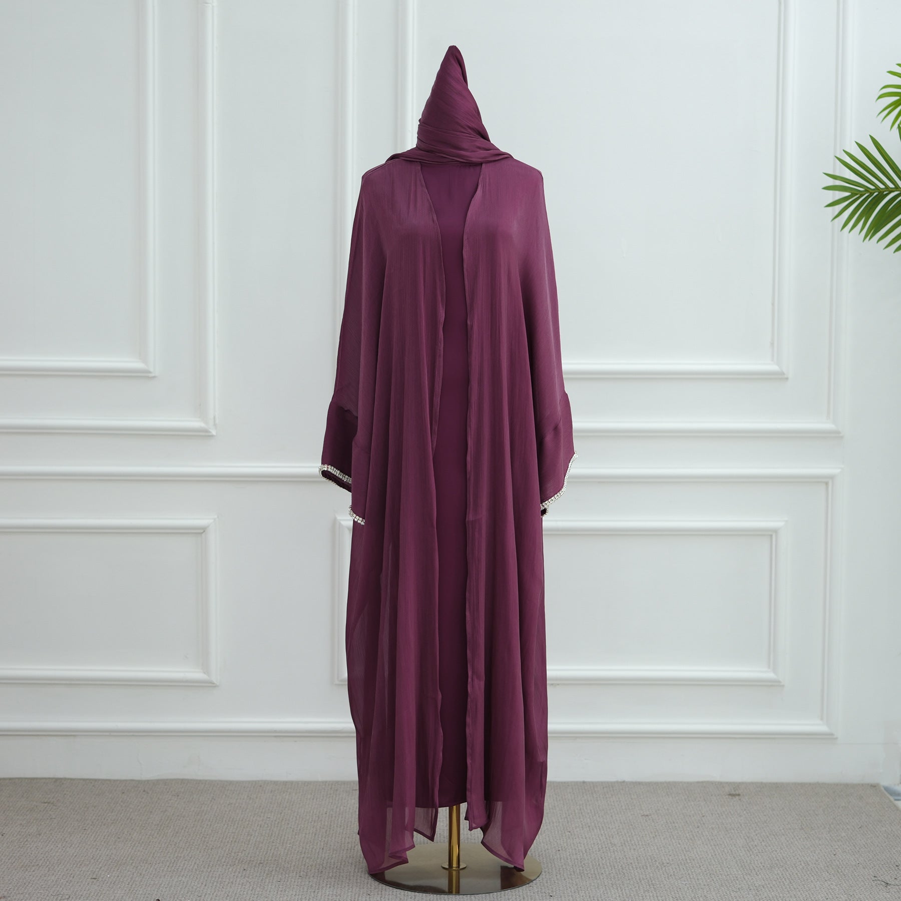 Luxe Beaded Cardigan Abaya |  Modest Luxury Evening Wear Beading-Embellished Robes (MOA195)