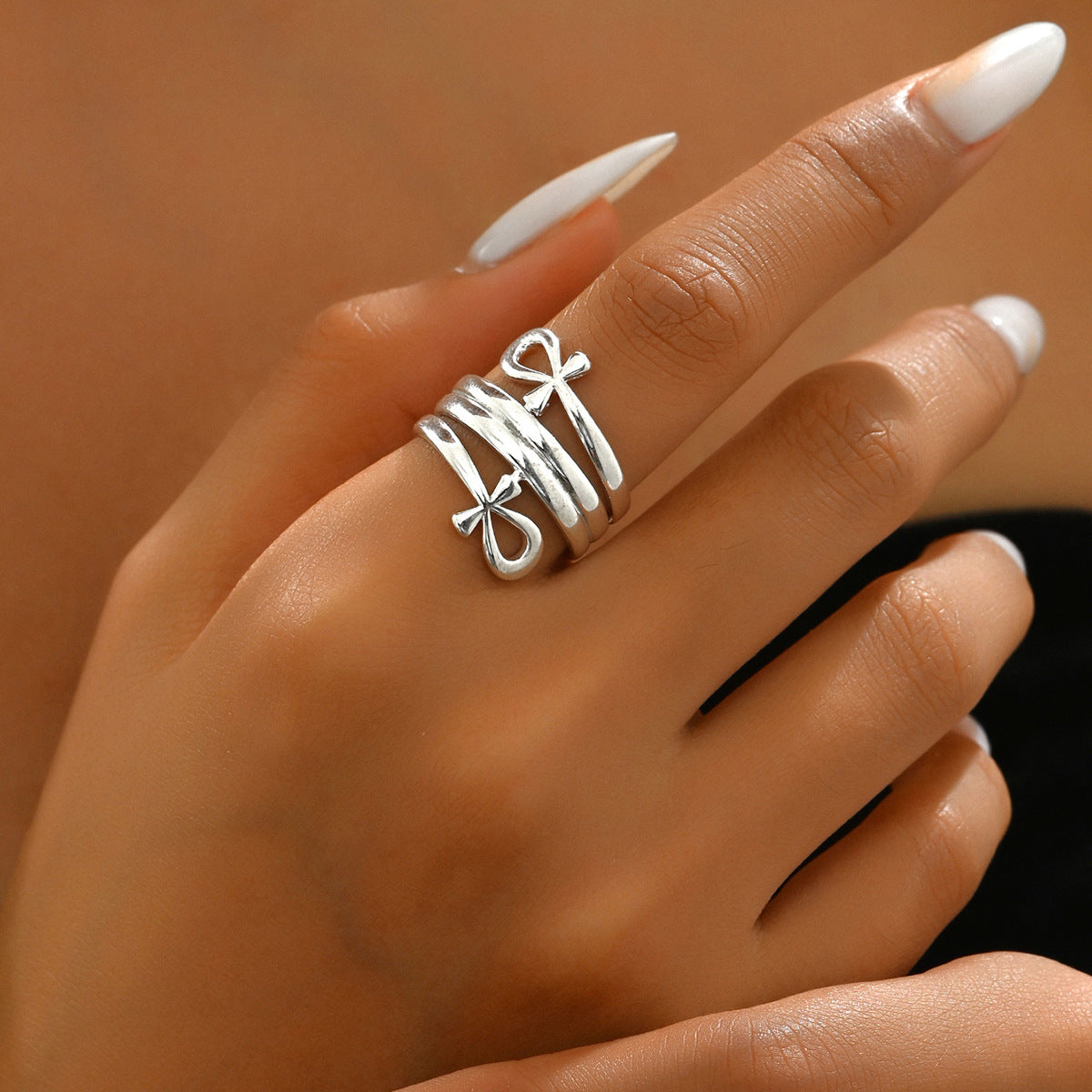 Minimalist Bow Design Statement Ring (MAC411)
