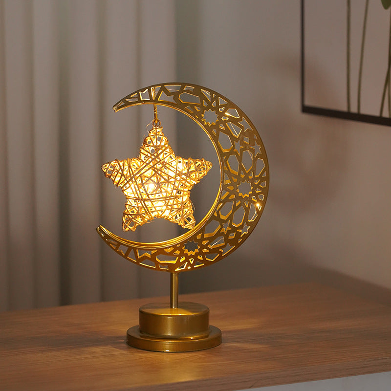 Ramadan Iron Star & Crescent Lamp Festive Candle Holder Decor (MAC399)
