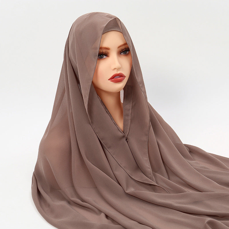 Magnetic Chiffon Instant Hijab | Easy-Wear Square Scarf with Anti-Slip Magnetic Closure(MH152)