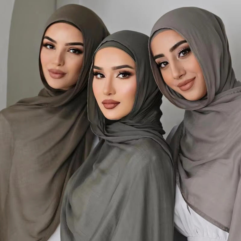 Modesty Pure Color Hijab & Undercap 2-Piece Set (MH174)