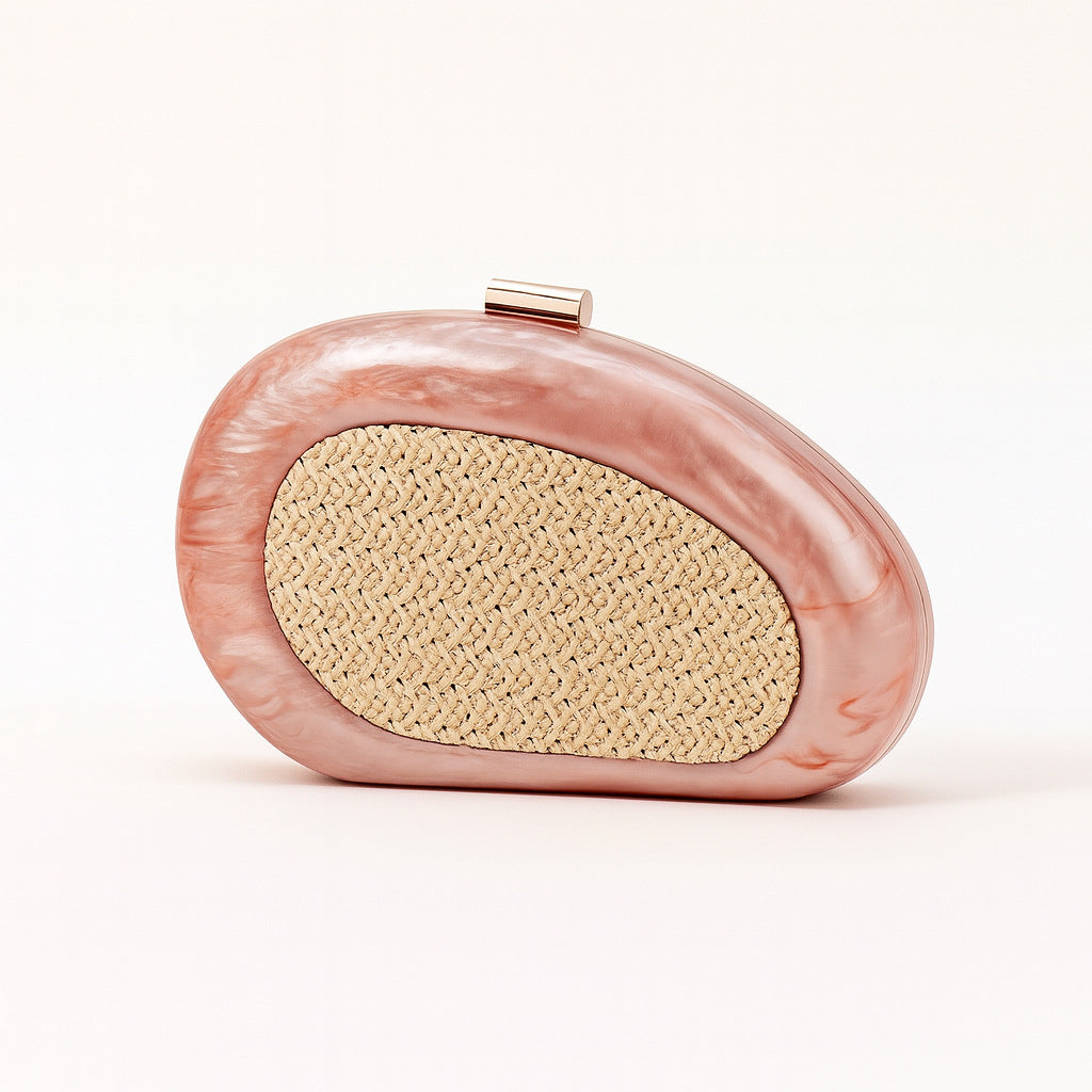 Acrylic Shell Clutch with Woven Inset(MAC372)