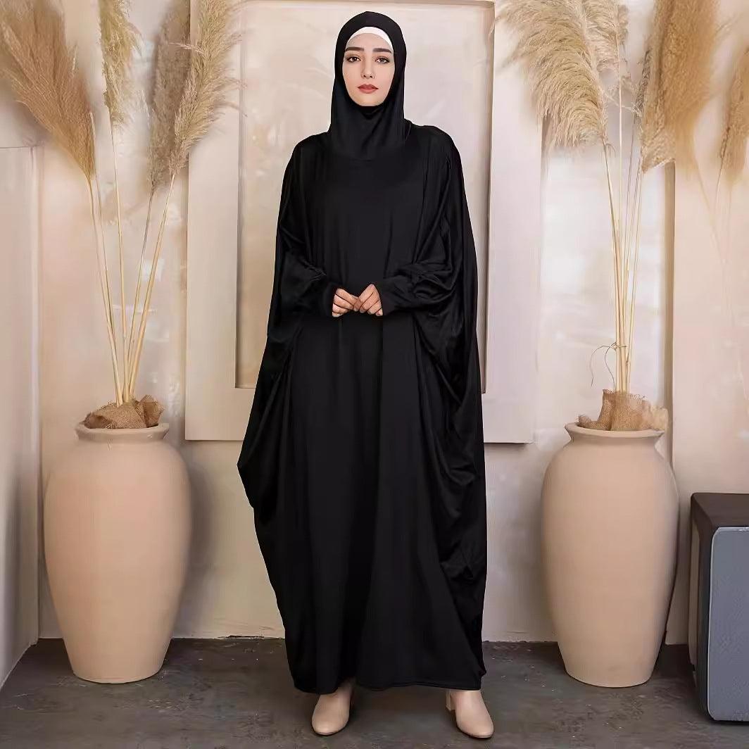 MA069 Solid Colour Loose Bat Sleeve Abaya - Mariam's Collection