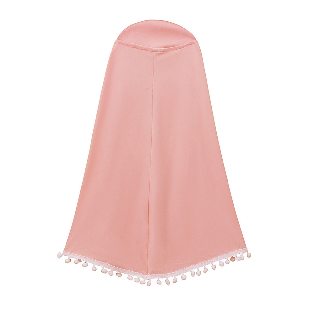 Girls Dress & Hijab Set with Pom-Pom Trim(MKG028)