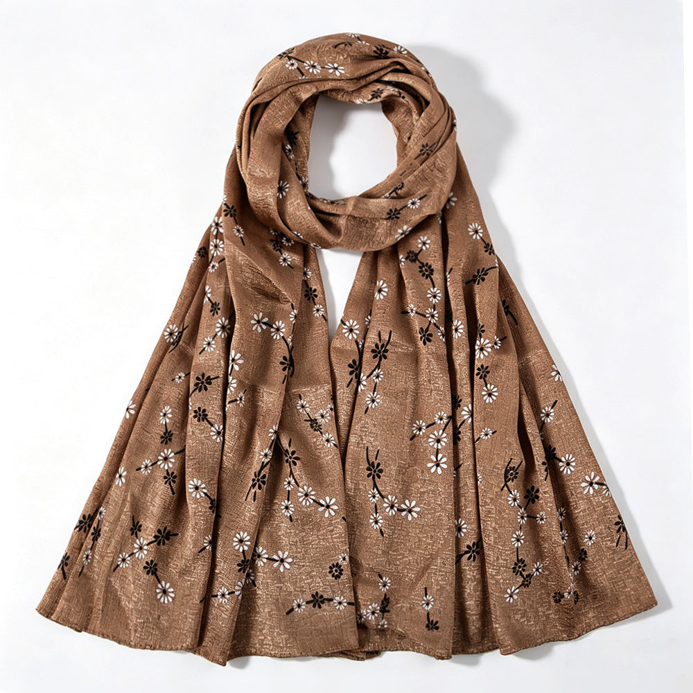 Daisy Floral Print Shimmer Hijab Scarf(MH245)