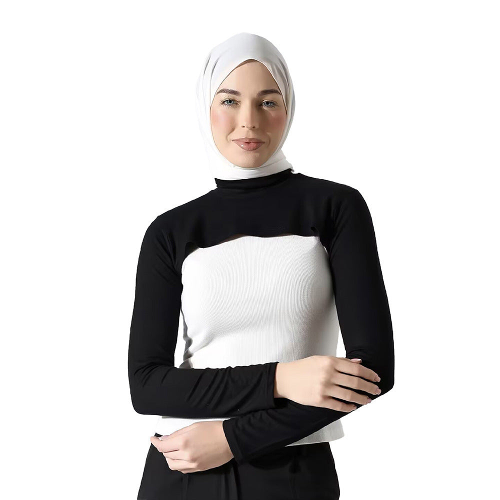 Modest Shoulder-Cover Base Layer Versatile Sleeveless Inner Top with Attached Sleeves | One Size (MAC409)