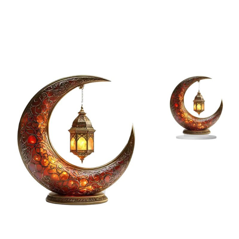 Islamic Crescent with Islamic Motifs Acrylic Desktop Ornament (MAC398)
