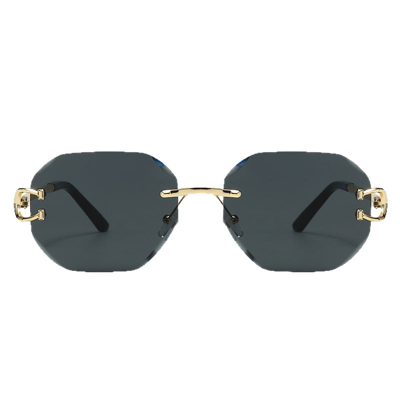 Vintage Rimless Cut Edge Sunglasses - Frameless Polygon Statement Piece (MAC266)