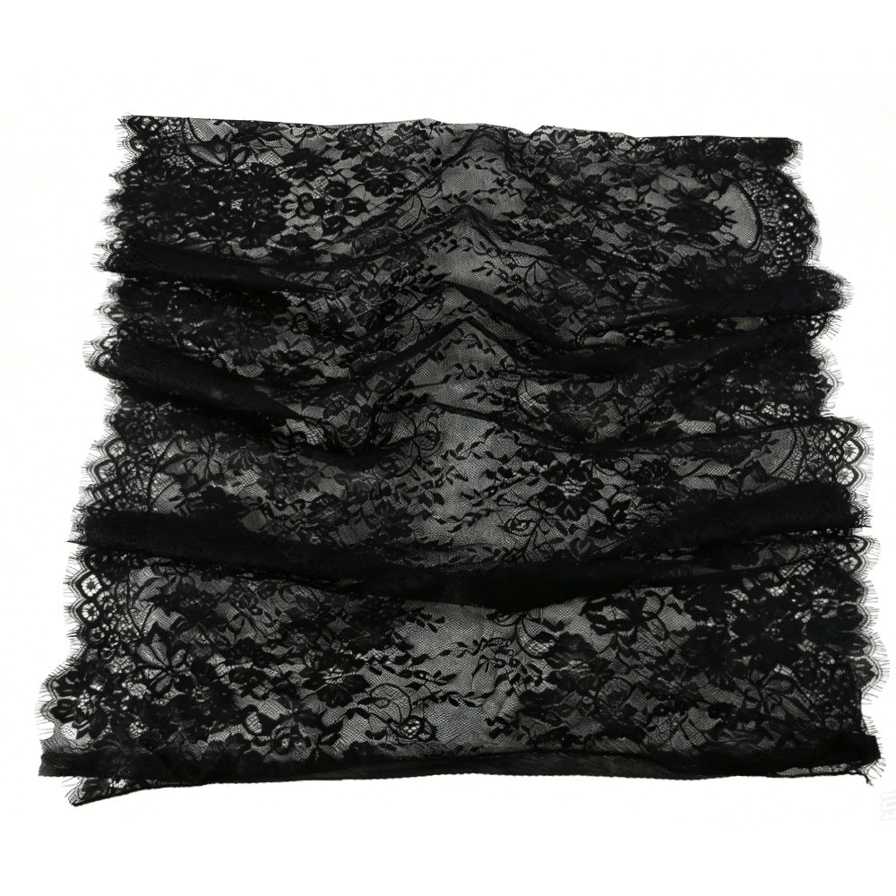 Floral Lace Hijab with Eyelash Fringe Edge(MH237)