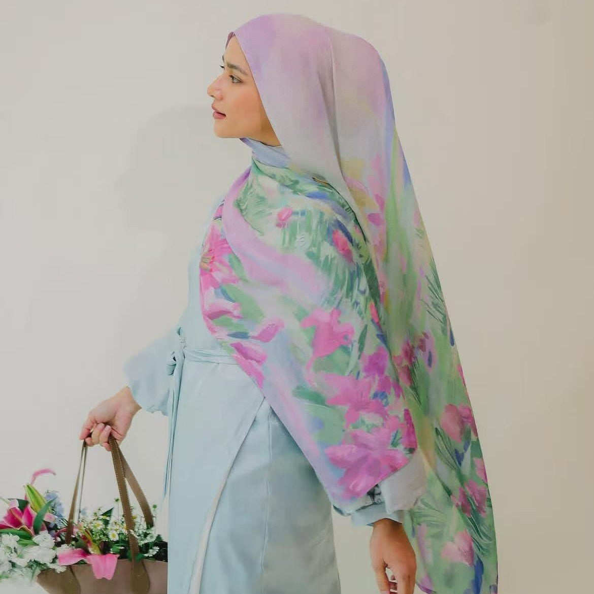 Poly-Cotton Printed Hijab Scarf(MH214)