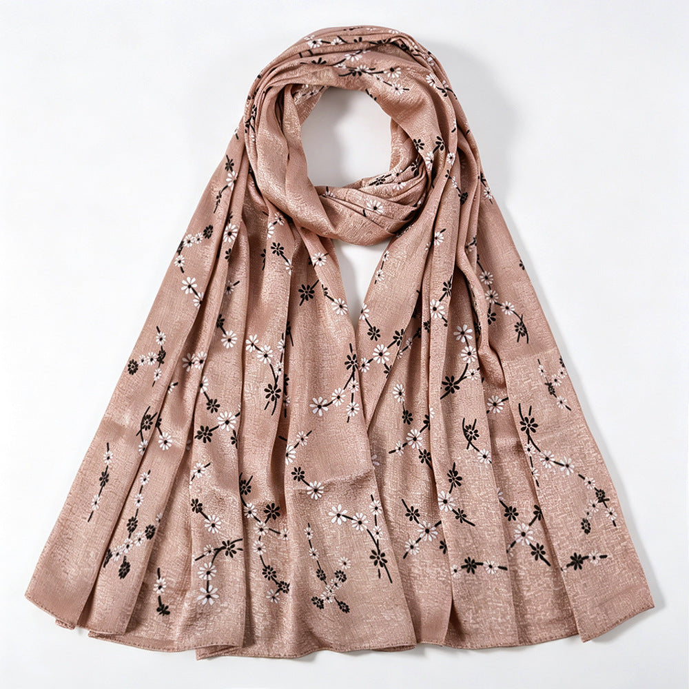 Daisy Floral Print Shimmer Hijab Scarf(MH245)