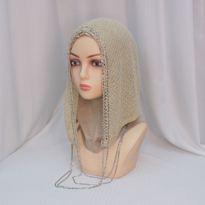 Chain Trim Hijab Cap | Sparkle Knit Balaclava with Chains(MAC375)