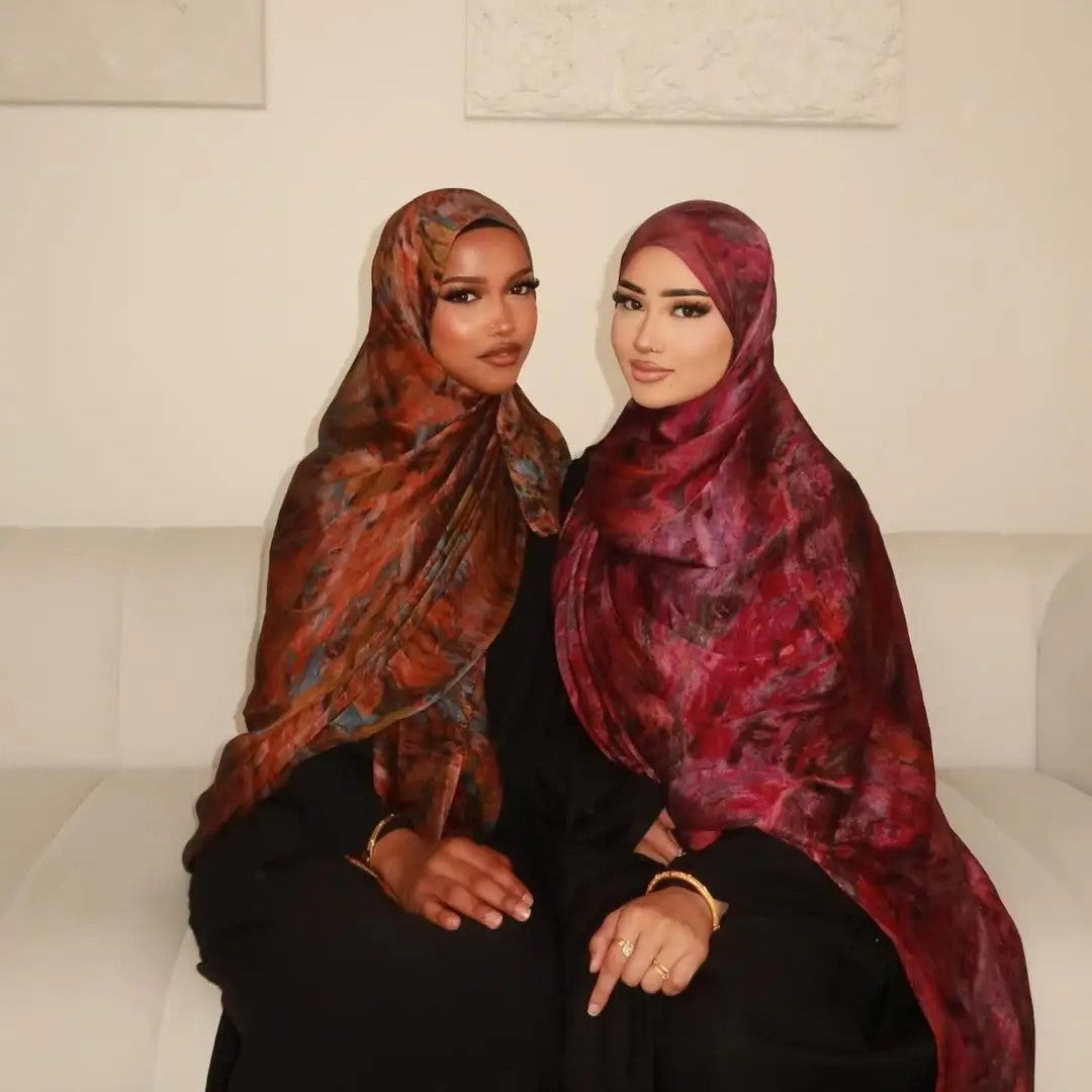 Elegance Satin Marble Print Hijab (MH172)