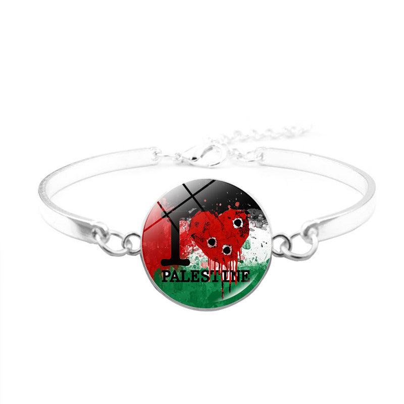 MAC081 Palestinian flag keffiyeh bracelet - Mariam's Collection