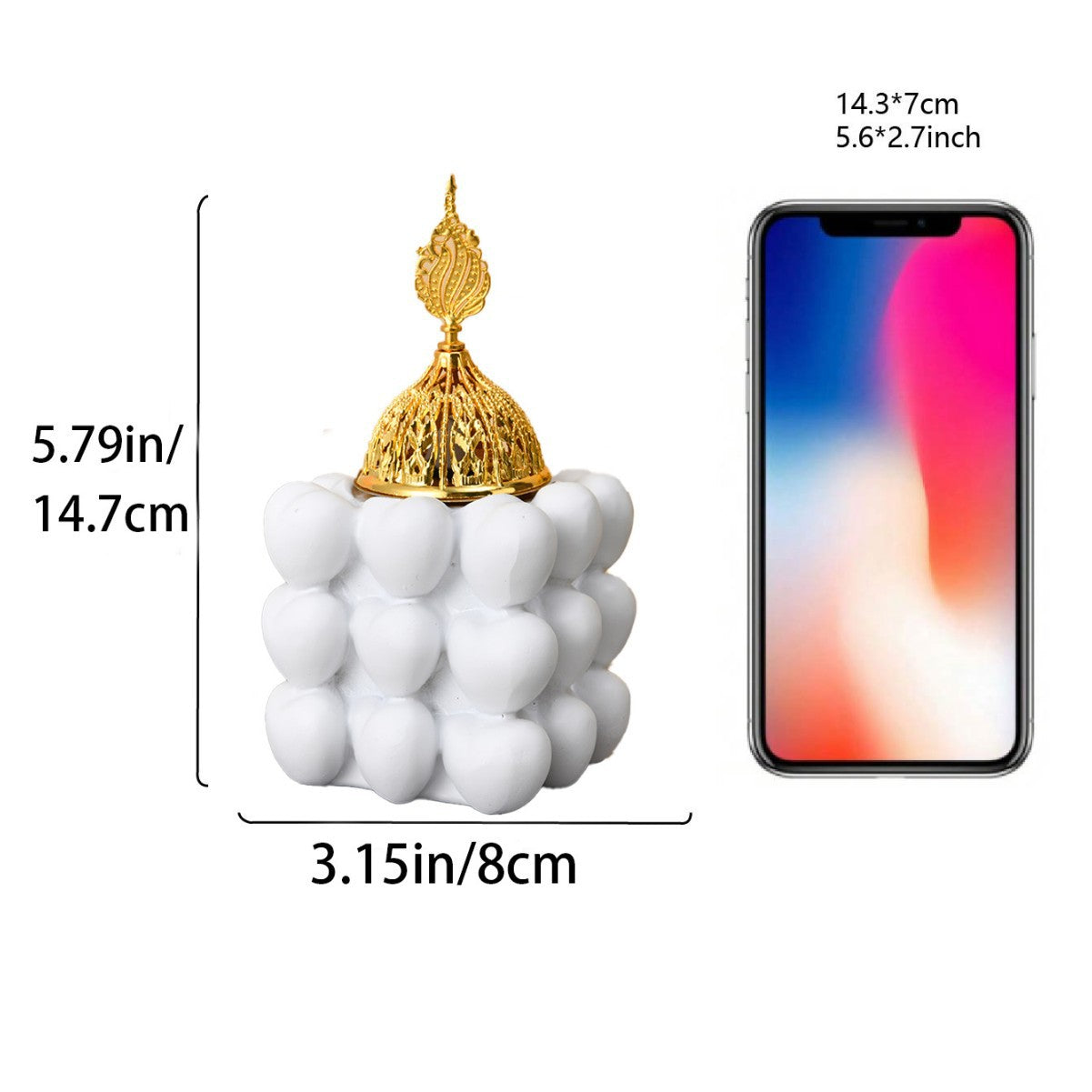 Resin Decorative Heart-Shaped Cube Incense Burner (MAC401)