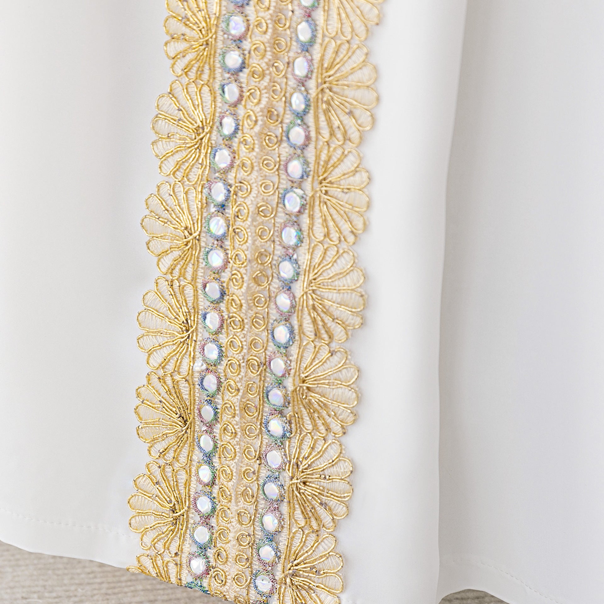 Girls Embroidered Kaftan Dress with Jeweled Belt(MKG021)