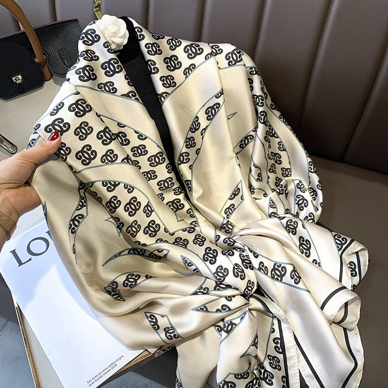 Long-Length Printed Satin Elegance Hijab (MH173)