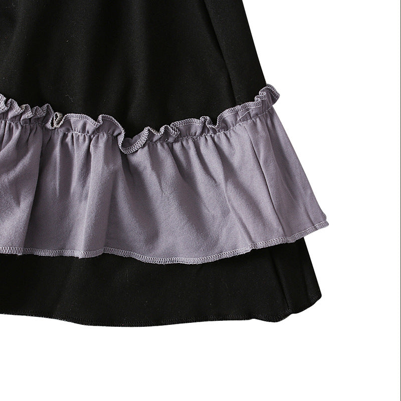 Girls Dress & Hijab Set with Contrast Trim(MKG025)