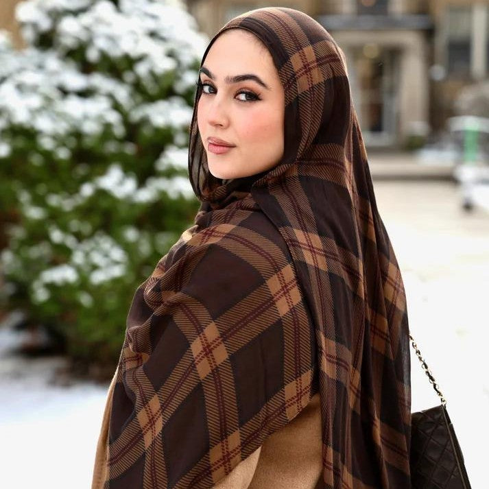 Plaid & Houndstooth Hijab Scarf(MH213)