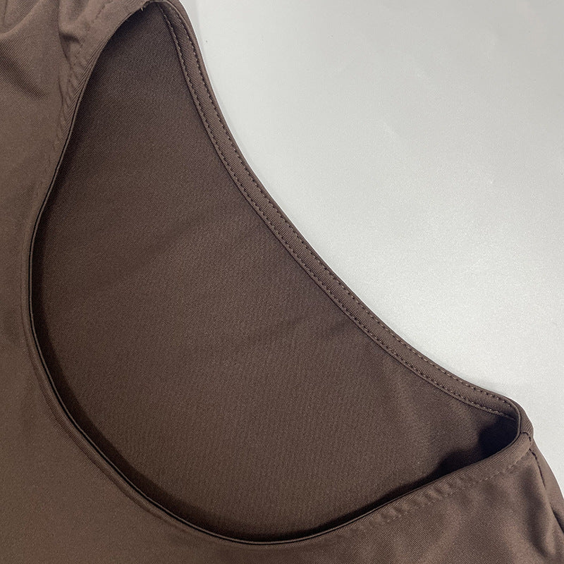 Gathered Waist Maxi Dress | U-Neck Long Sleeve Modal Dress(MS232)