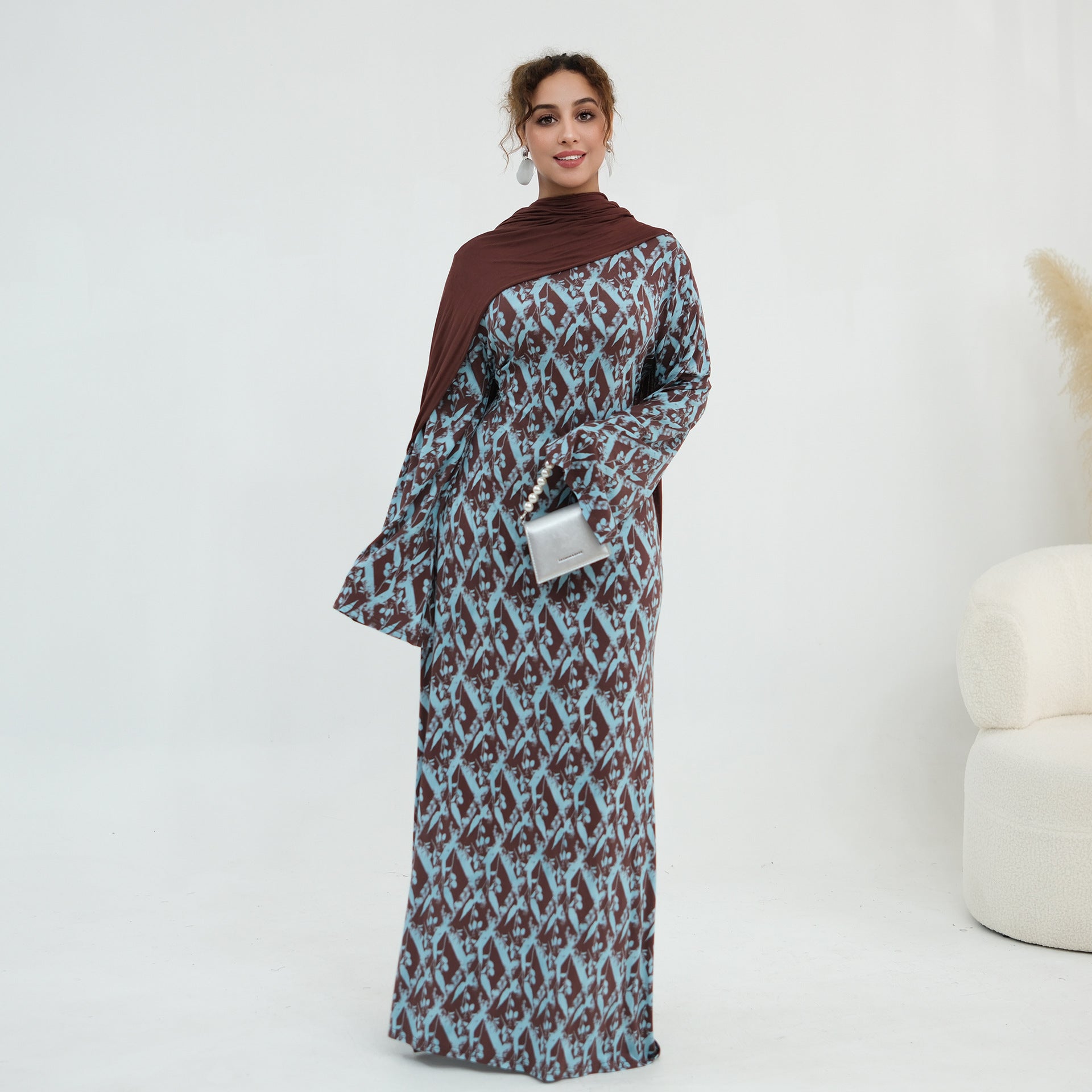 Print Stretch Maxi Dress(MS429)