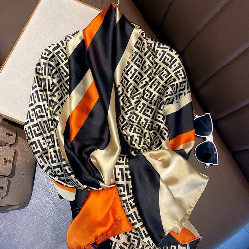 Long-Length Printed Satin Elegance Hijab (MH173)