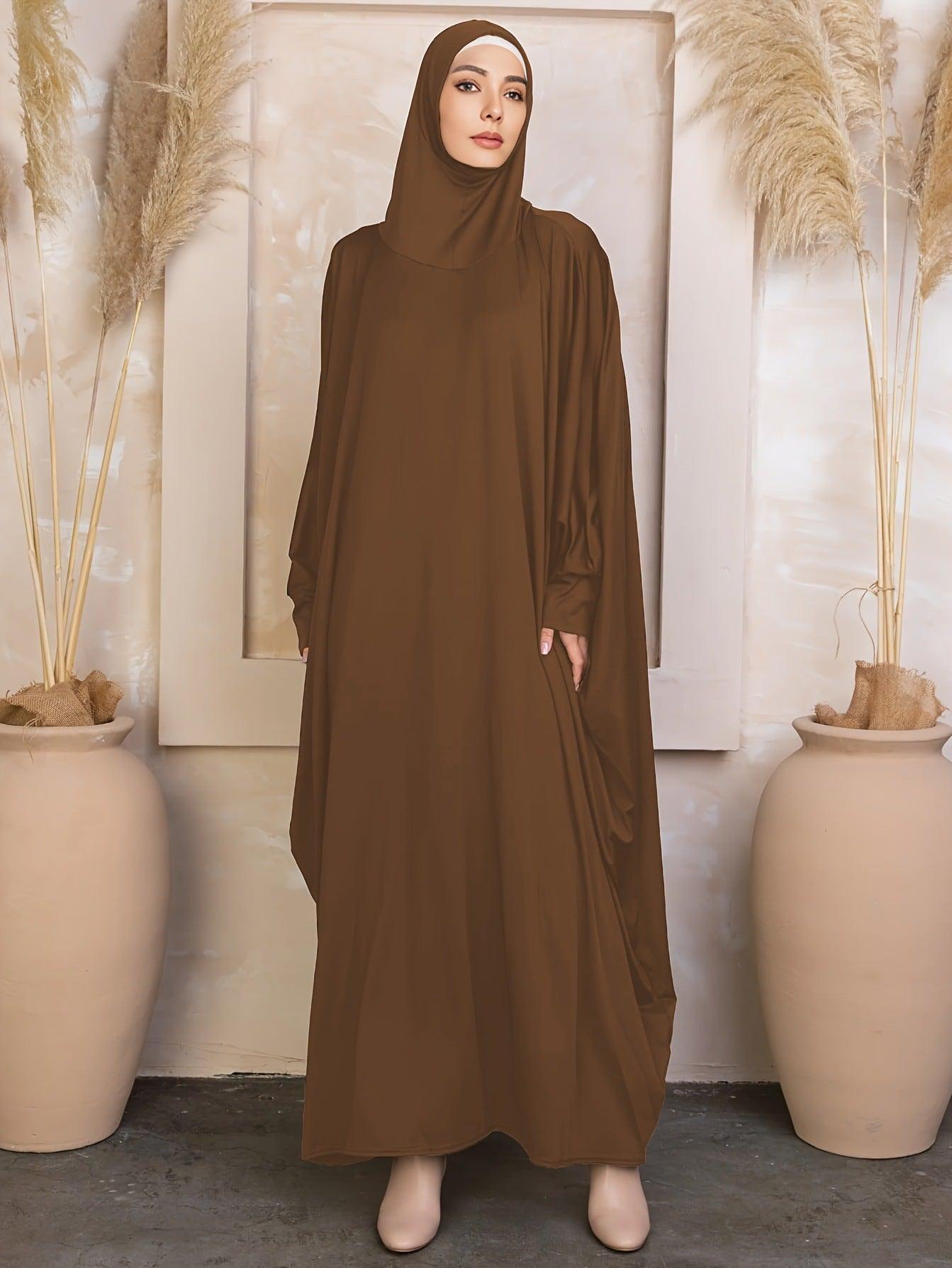 MA069 Solid Colour Loose Bat Sleeve Abaya - Mariam's Collection