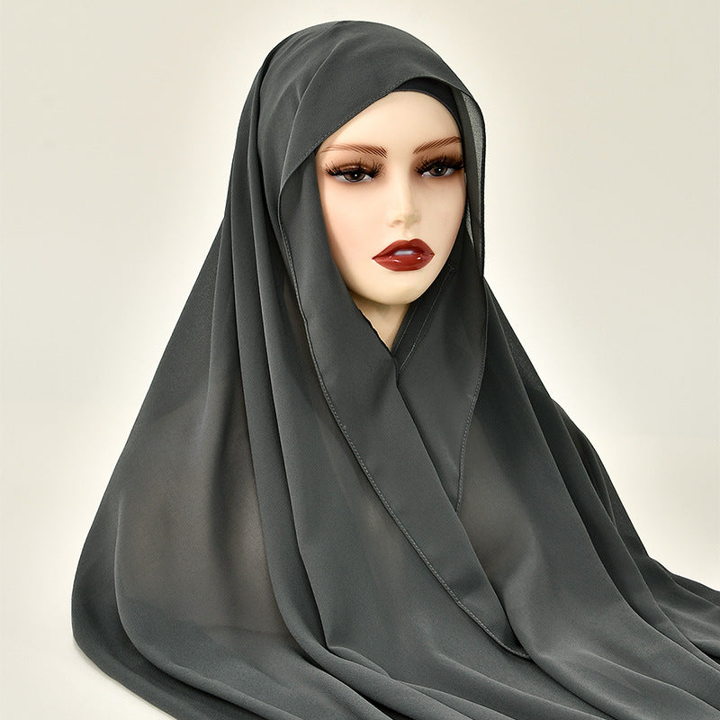 Magnetic Chiffon Instant Hijab | Easy-Wear Square Scarf with Anti-Slip Magnetic Closure(MH152)