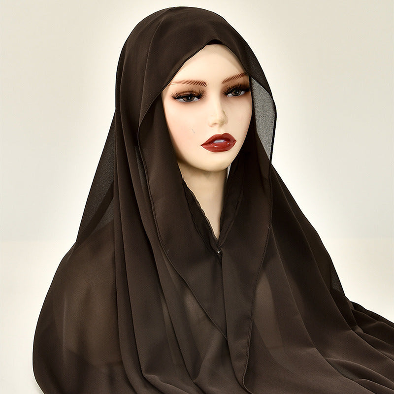 Magnetic Chiffon Instant Hijab | Easy-Wear Square Scarf with Anti-Slip Magnetic Closure(MH152)
