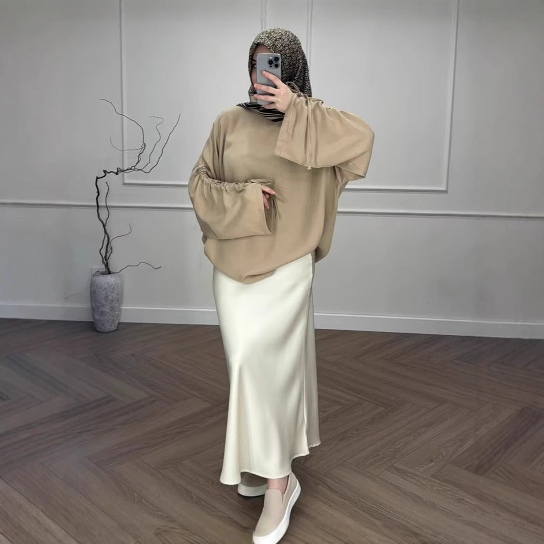 Oversized Tunic & Mermaid Skirt Set | Colorblock Two-Piece Outfit(MS225)