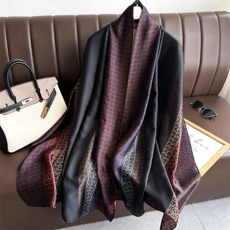 Long-Length Printed Satin Elegance Hijab (MH173)