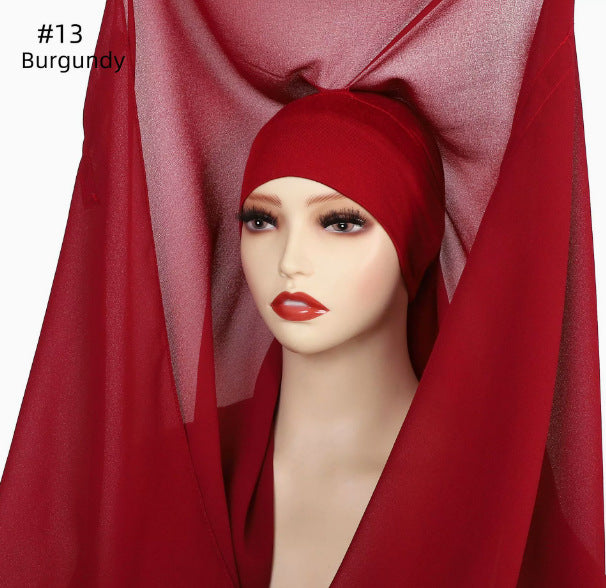 Magnetic Chiffon Instant Hijab | Easy-Wear Square Scarf with Anti-Slip Magnetic Closure(MH152)