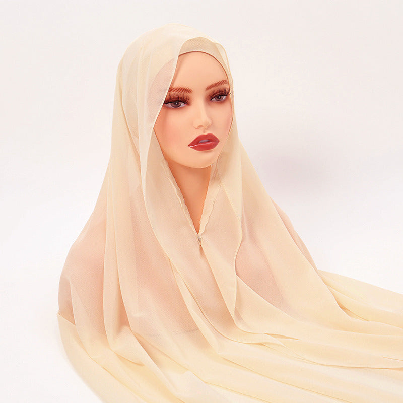 Magnetic Chiffon Instant Hijab | Easy-Wear Square Scarf with Anti-Slip Magnetic Closure(MH152)