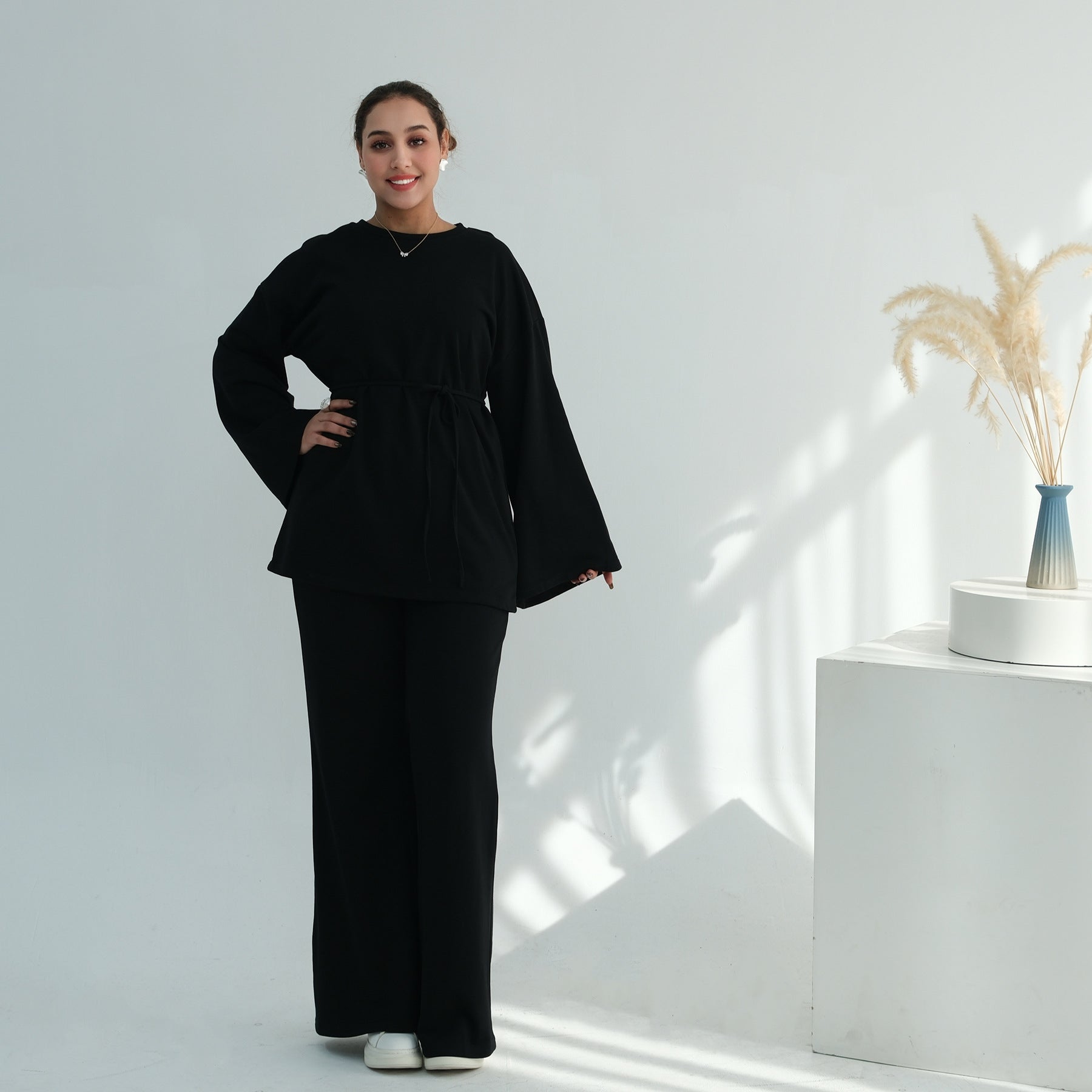 100% Cotton Oversized Top & Wide-Leg Trouser Set(MS450)
