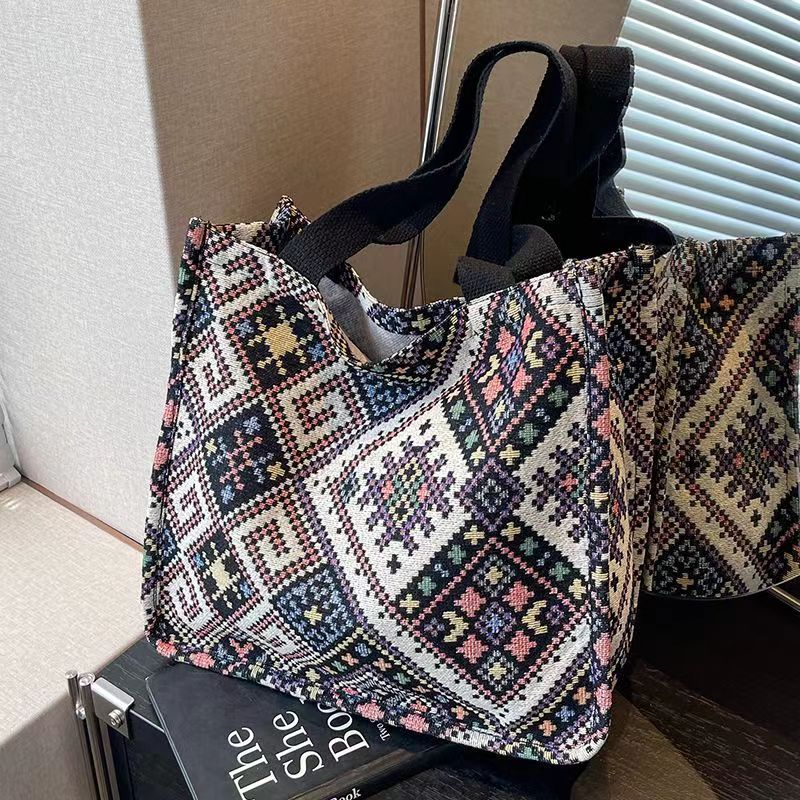 Boho Chic Canvas Tote - Spacious Convertible Bag for Campus & Commute (MAC261)