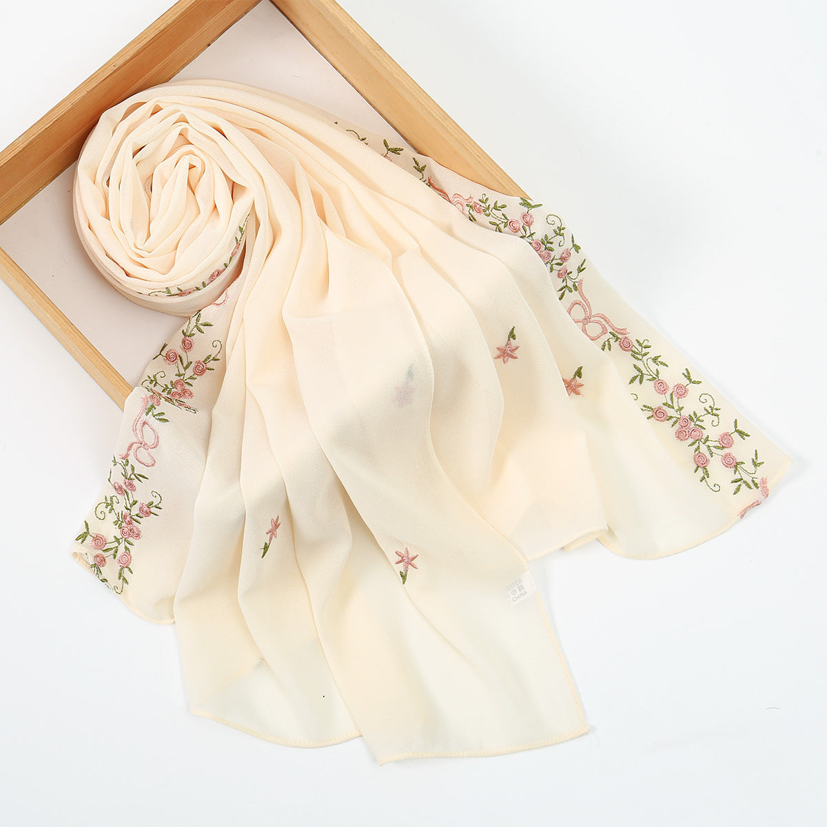 Embroidered Chiffon Hijab Scarf(MH220)