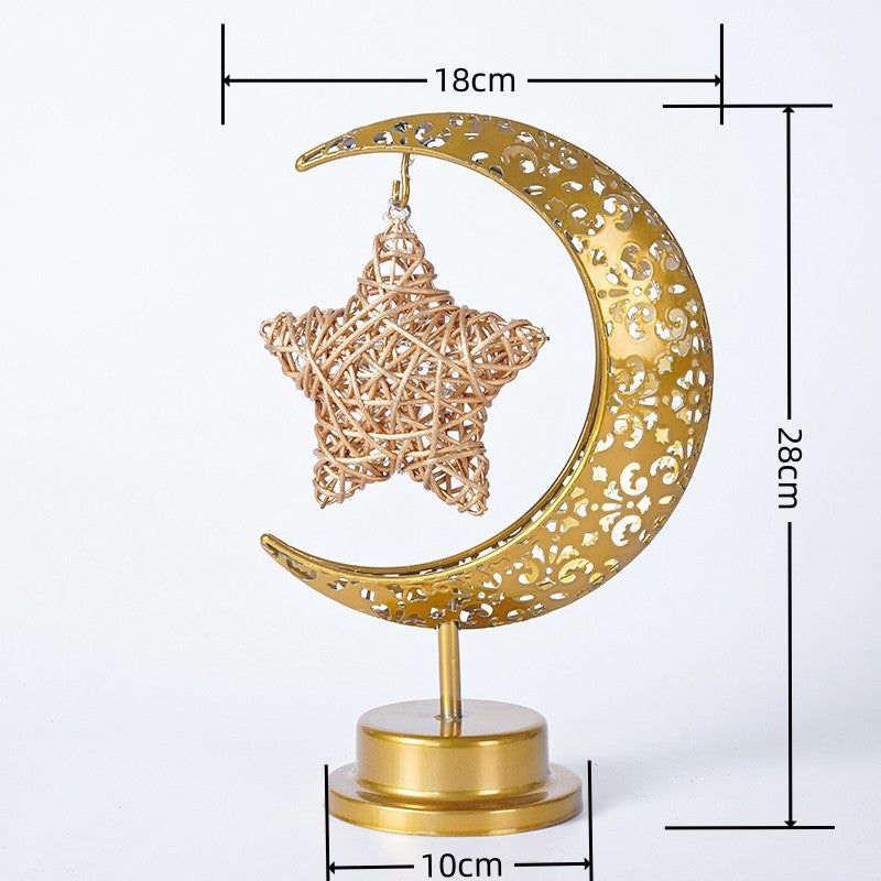 Ramadan Iron Star & Crescent Lamp Festive Candle Holder Decor (MAC399)
