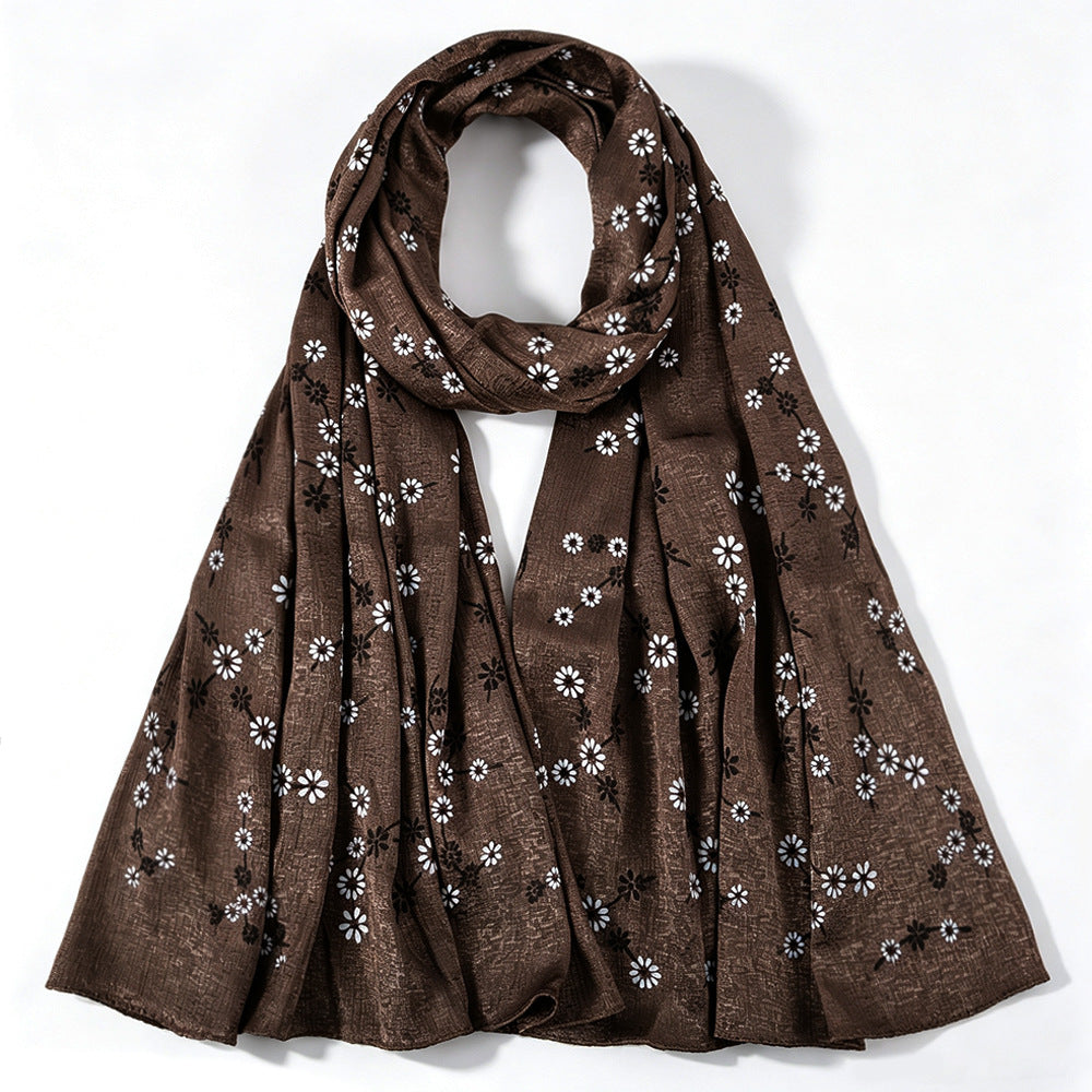Daisy Floral Print Shimmer Hijab Scarf(MH245)
