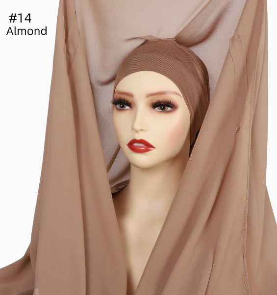 Magnetic Chiffon Instant Hijab | Easy-Wear Square Scarf with Anti-Slip Magnetic Closure(MH152)