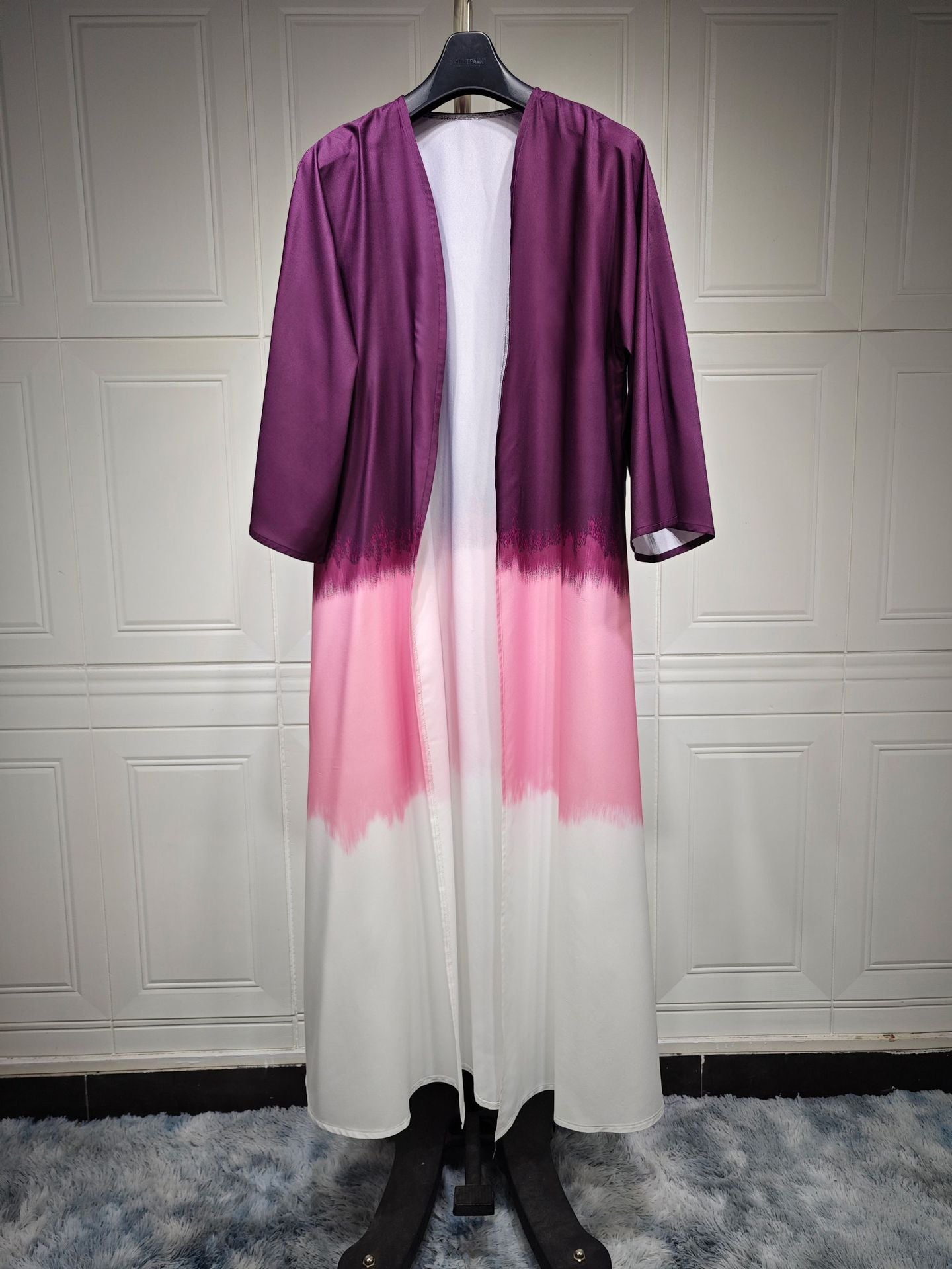 Tie-Dye Cape Cardigan Dress Abaya | Gradient Open Front Kimono Cover(MOA221)