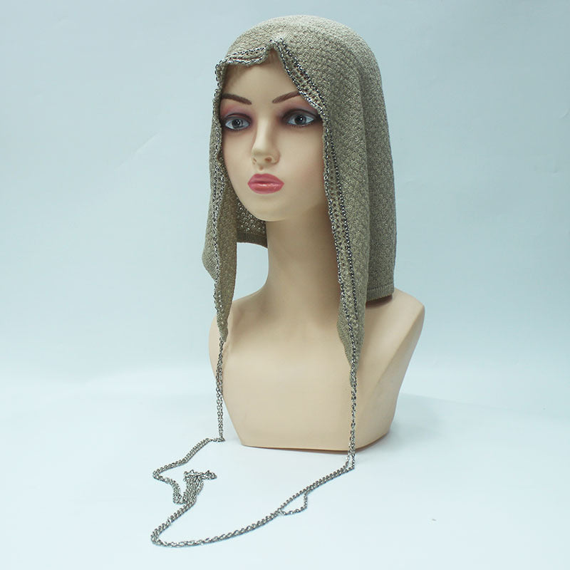 Chain Trim Hijab Cap | Sparkle Knit Balaclava with Chains(MAC375)