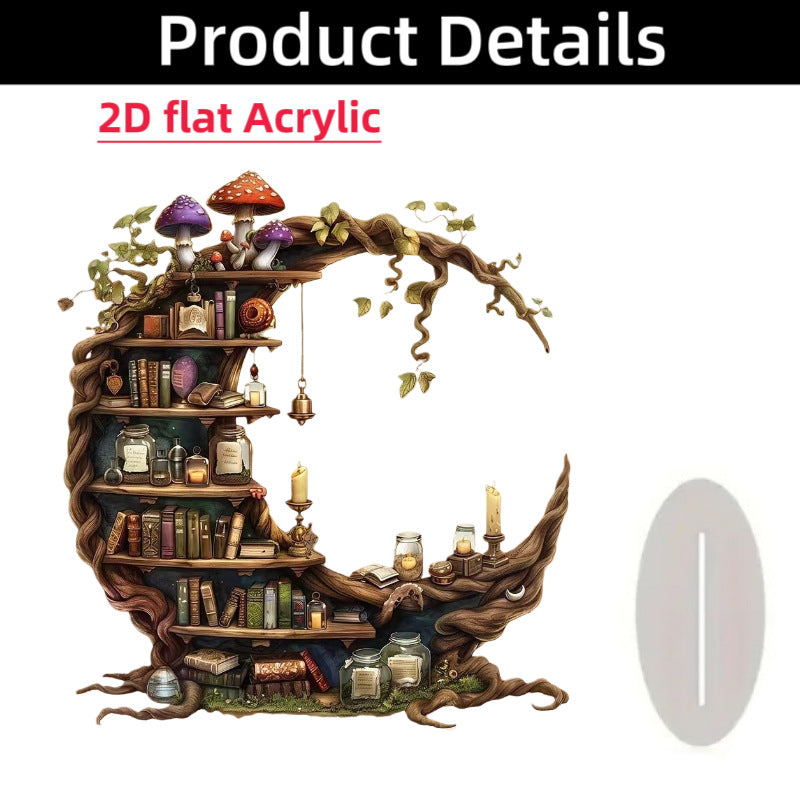 Islamic Crescent with Islamic Motifs Acrylic Desktop Ornament (MAC398)