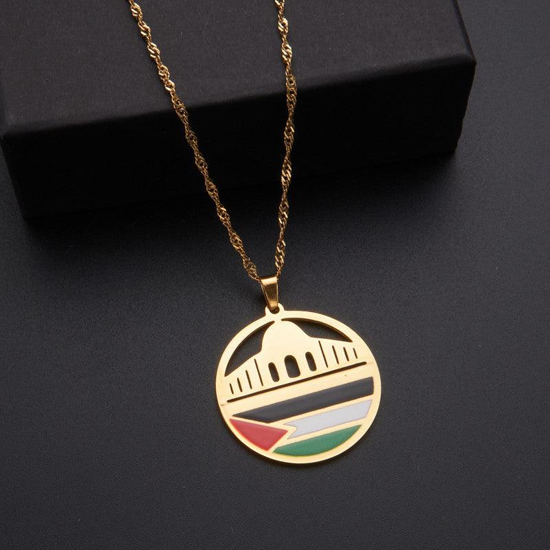 MAC100 Stainless Steel Vintage keffiyeh Palestine Map Pendant Necklace - Mariam's Collection