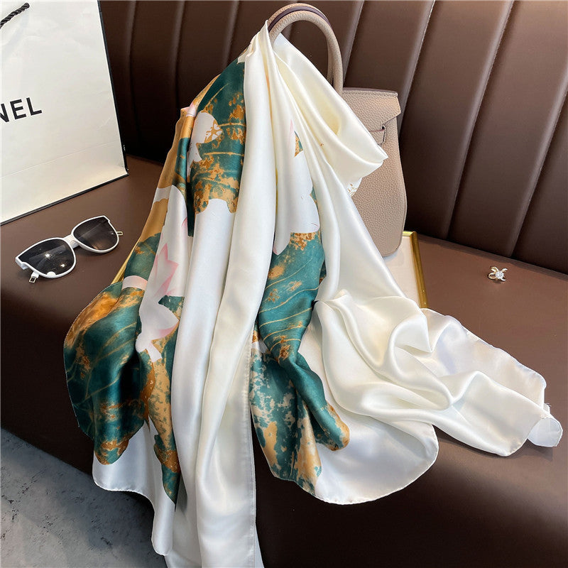 Long-Length Printed Satin Elegance Hijab (MH173)