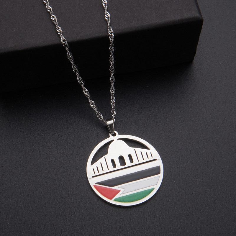 MAC100 Stainless Steel Vintage keffiyeh Palestine Map Pendant Necklace - Mariam's Collection