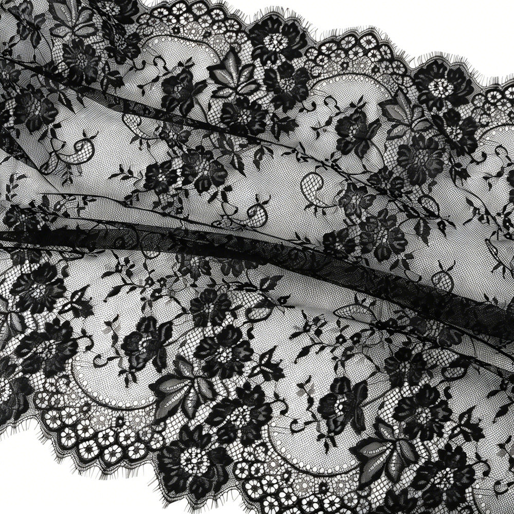Floral Lace Hijab with Eyelash Fringe Edge(MH237)
