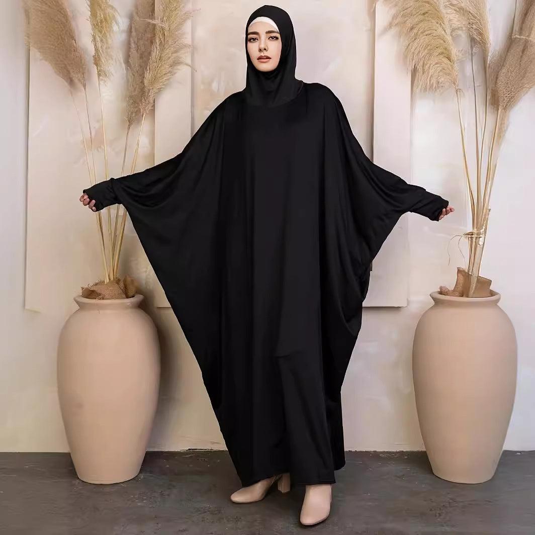 MA069 Solid Colour Loose Bat Sleeve Abaya - Mariam's Collection