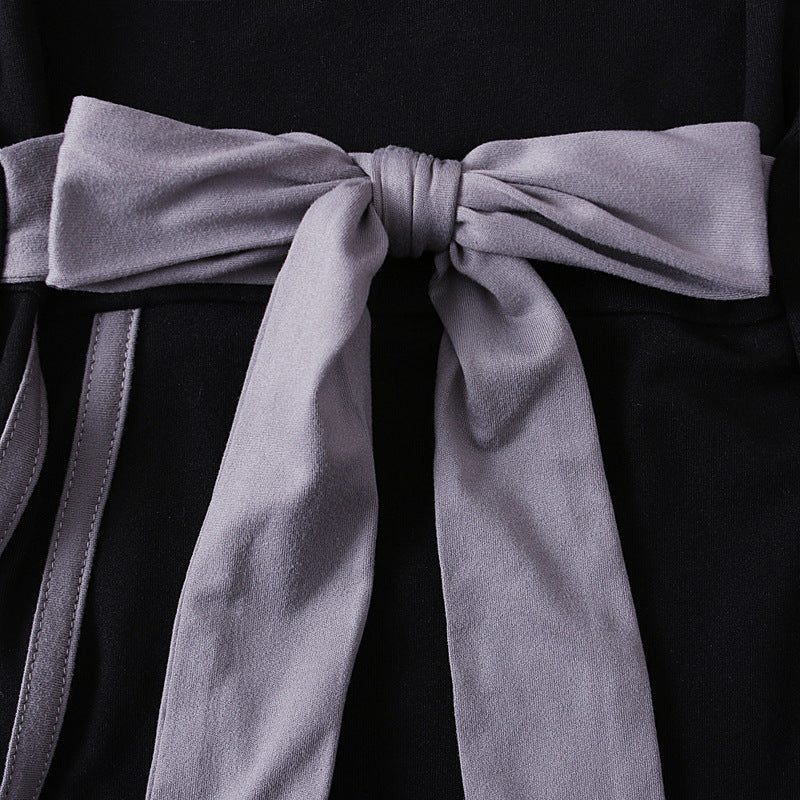 Girls Dress & Hijab Set with Contrast Trim(MKG025)