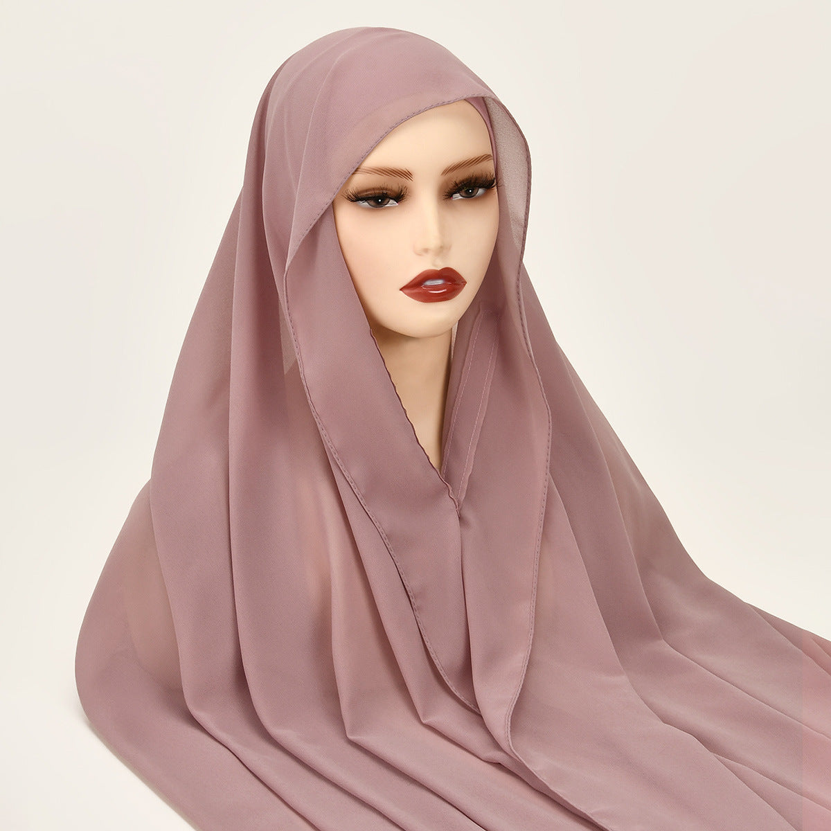 Magnetic Chiffon Instant Hijab | Easy-Wear Square Scarf with Anti-Slip Magnetic Closure(MH152)